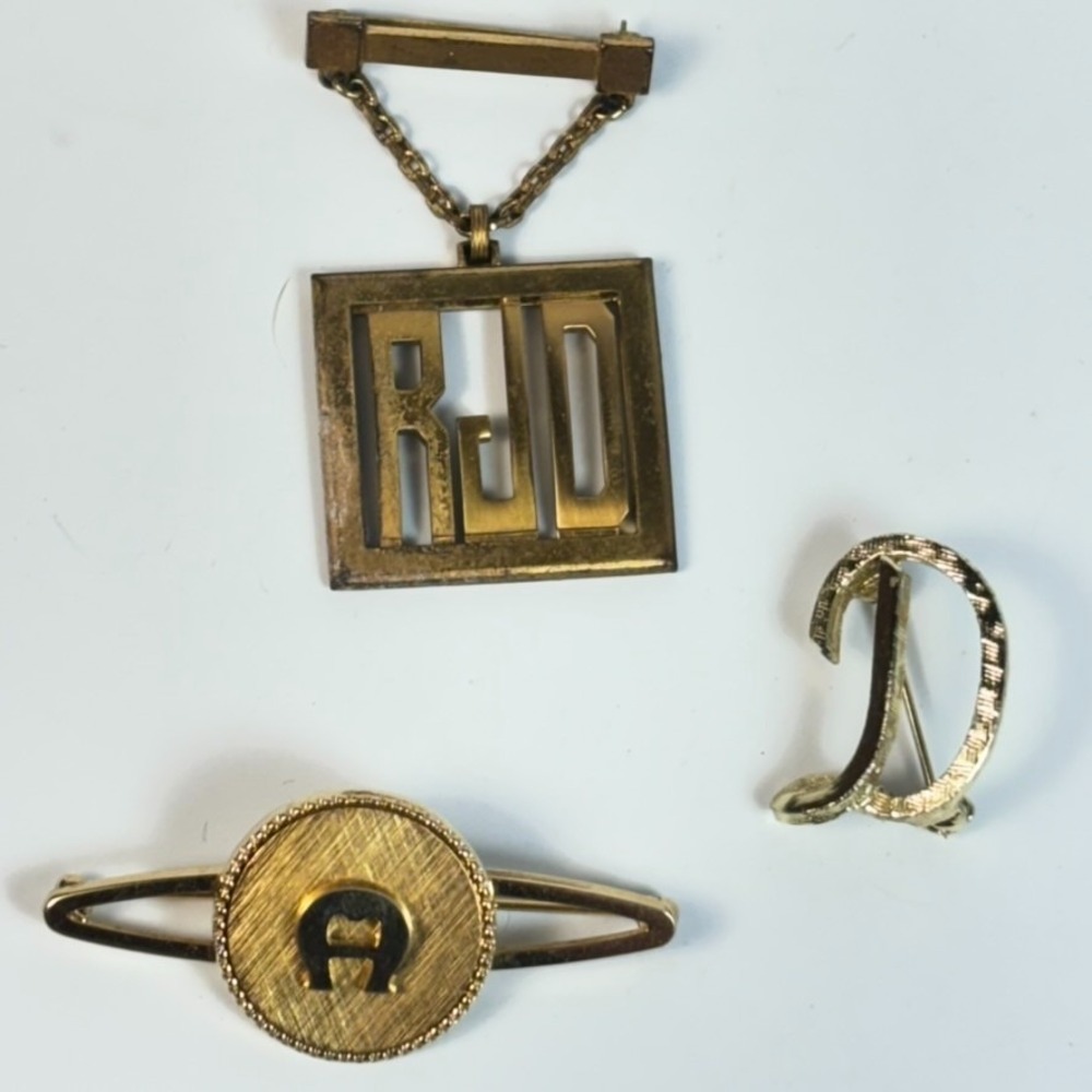 Lapel Pin Lot Vintage Initials Monograms